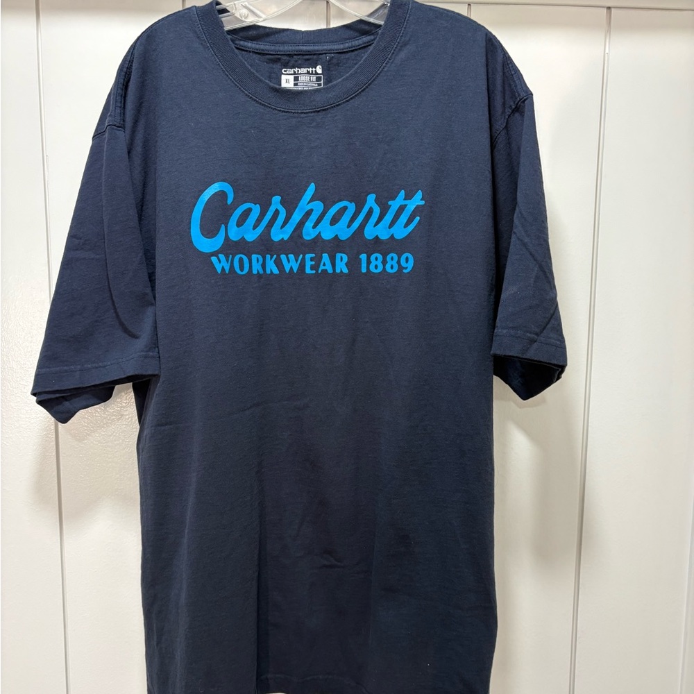 Carhartt Shirt Mens Size XL Short Sleeve Crew Neck Lightweight Blue Loose Fit